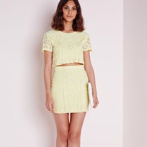Missguided Yellow Lace Skirt